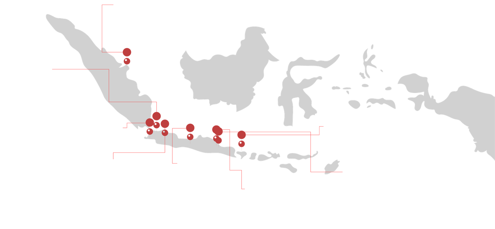 Peta sebaran area cakupan layanan Sentinel Cakra Buana di Indonesia